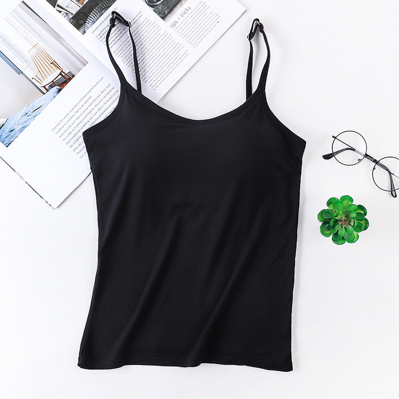 Seamless Camisole with Built-in Bra and Adjustable Straps