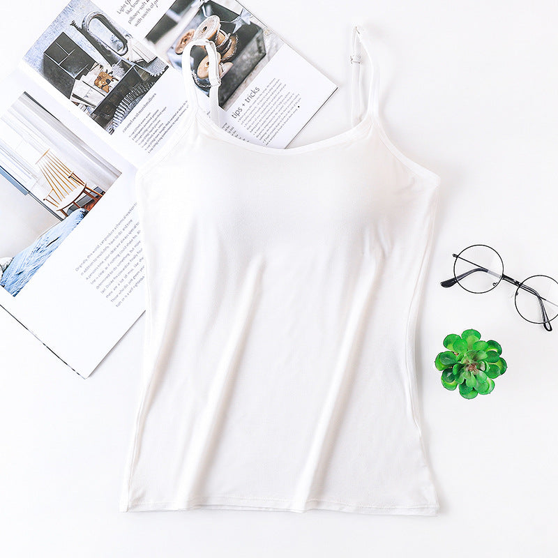 Seamless Camisole with Built-in Bra and Adjustable Straps